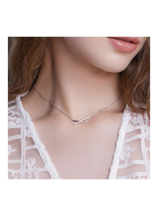 Perfii S925 Sterling Silver Crystal Studded Pendant Necklace - Image 3