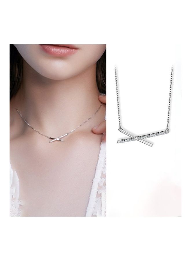 Perfii S925 Sterling Silver Crystal Studded Pendant Necklace - Image 5