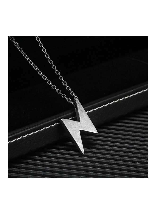 Perfii Rhodium Plated Ziron Studded Pendant Necklace - Image 5