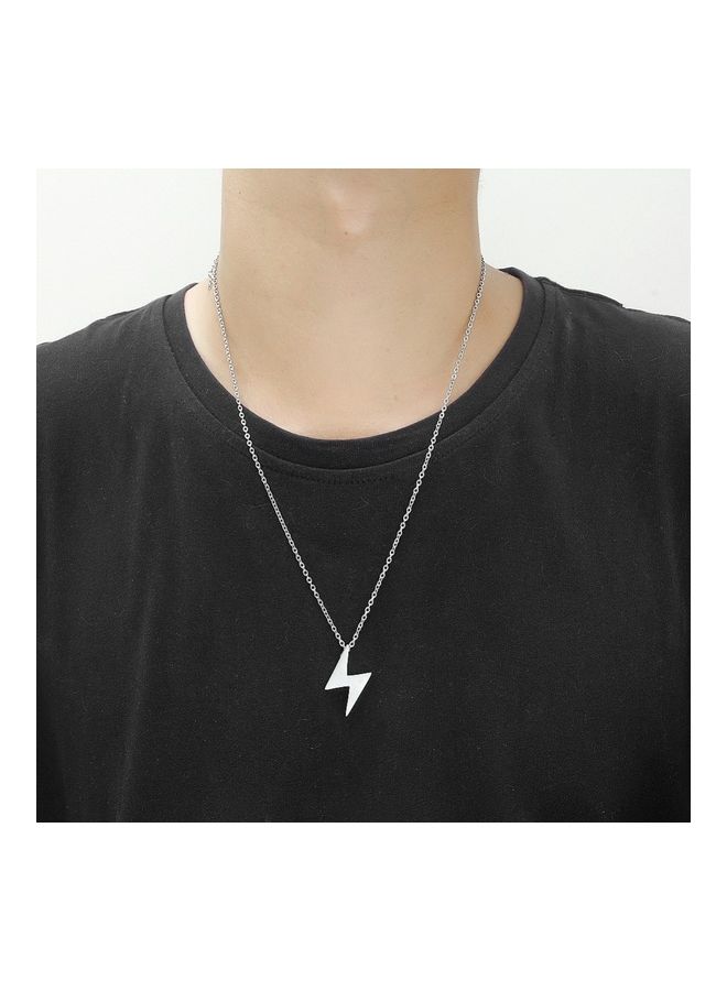 Perfii Rhodium Plated Ziron Studded Pendant Necklace - Image 2