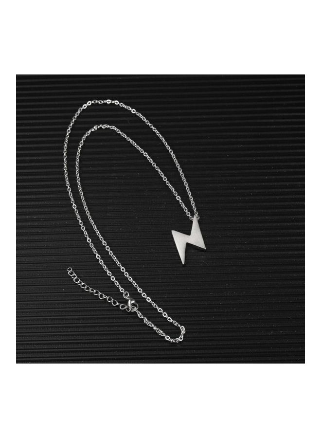 Perfii Rhodium Plated Ziron Studded Pendant Necklace - Image 3