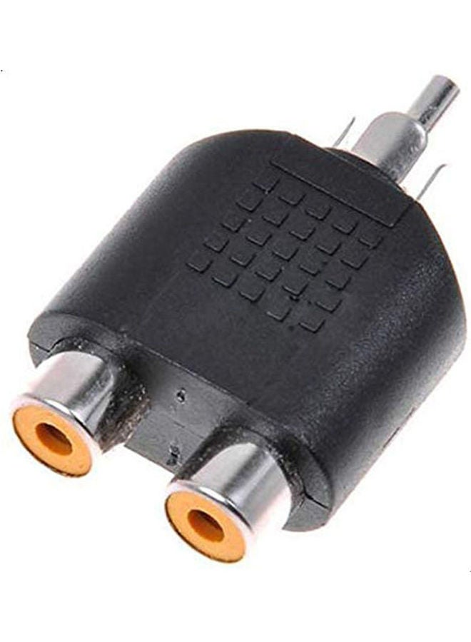 1 X Male To 2 Female X Rca Av Y Splitter Adapter Connector For Audio Cable Black - Image 1