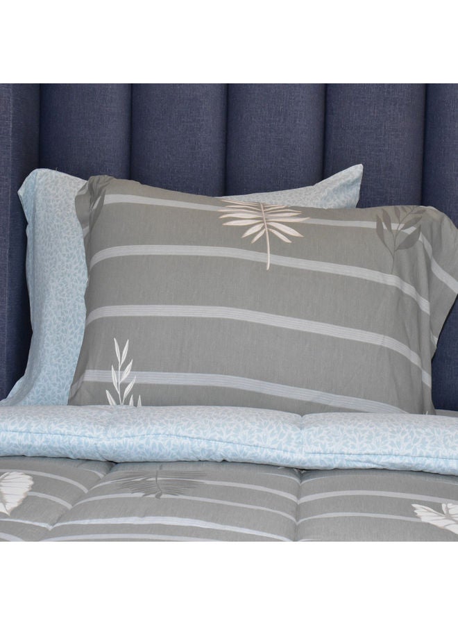 Ferrucci 6-Piece King Size Comforter Set Cotton Grey/White/Light Blue 260x240cm - Image 3