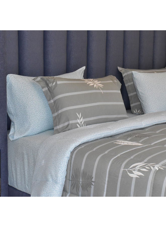 Ferrucci 6-Piece King Size Comforter Set Cotton Grey/White/Light Blue 260x240cm - Image 4