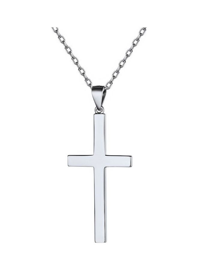 Perfii Rhodium Plated Ziron Studded Pendant Necklace - Image 1