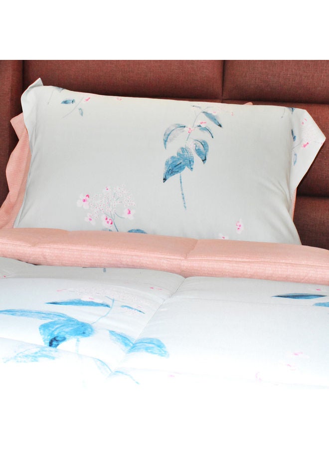 فروتشي 6-Piece King Size Comforter Set Cotton Light Blue/Pink 260x240cm  - Image 4