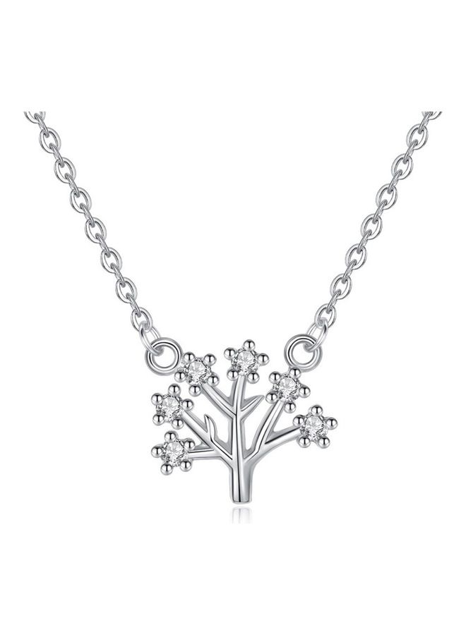 Perfii Rhodium Plated Ziron Studded Pendant Necklace - Image 1