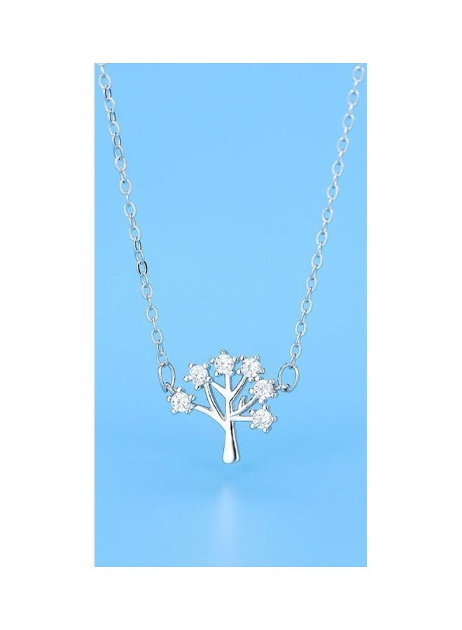 Perfii Rhodium Plated Ziron Studded Pendant Necklace - Image 5