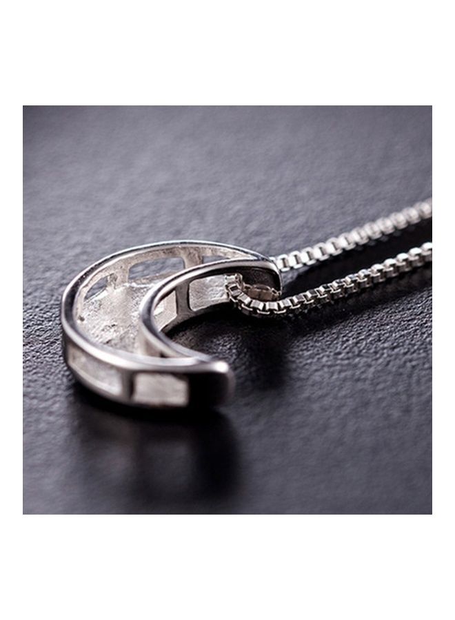 Perfii Rhodium Plated Ziron Studded Pendant Necklace - Image 5