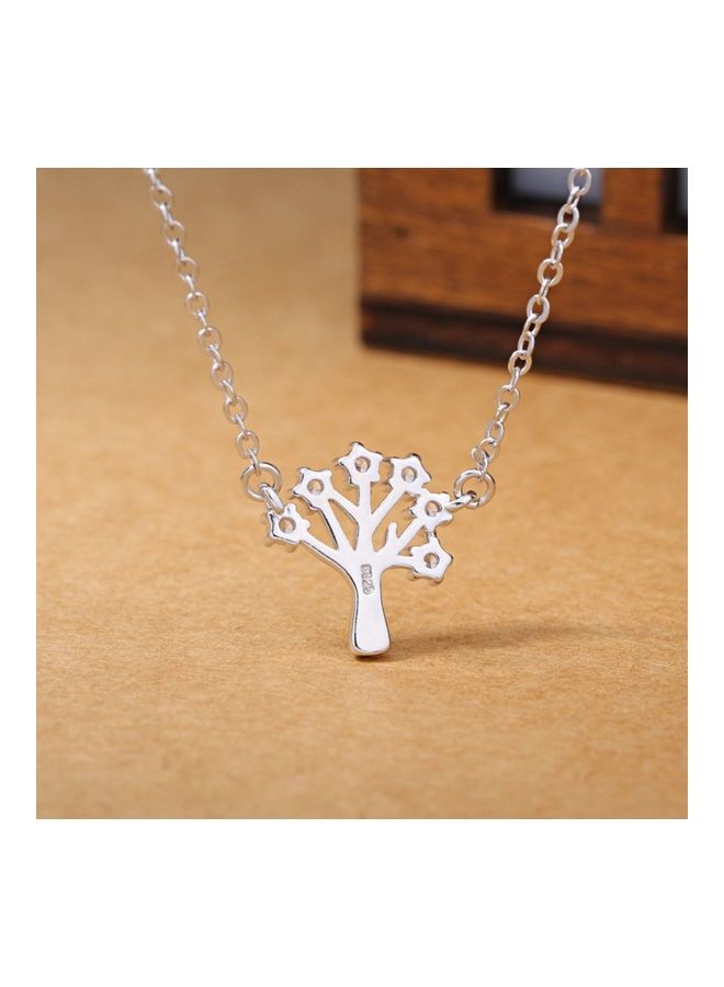 Perfii Rhodium Plated Ziron Studded Pendant Necklace - Image 4