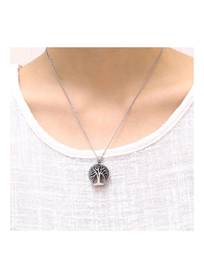 Perfii - Rhodium Plated Ziron Studded Pendant Necklace - Image 1