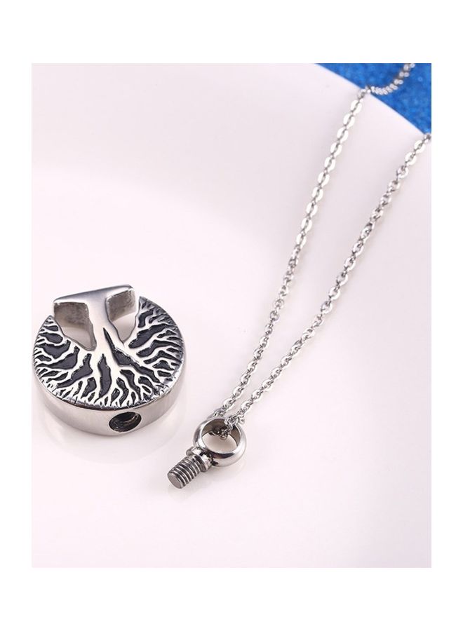 Perfii - Rhodium Plated Ziron Studded Pendant Necklace - Image 1