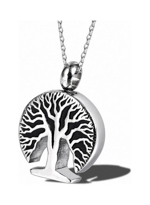 Rhodium Plated Ziron Studded Pendant Necklace