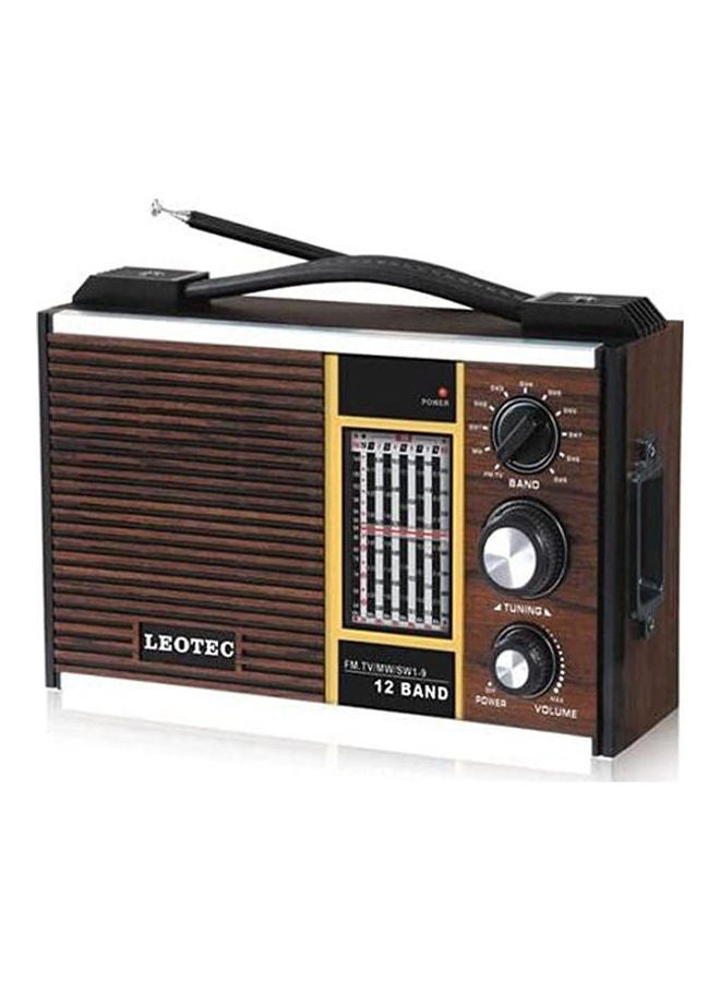 ليوتيك راديو كلاسيك وود ورك بدون كهرباء 12 سوار LT-2009 بني