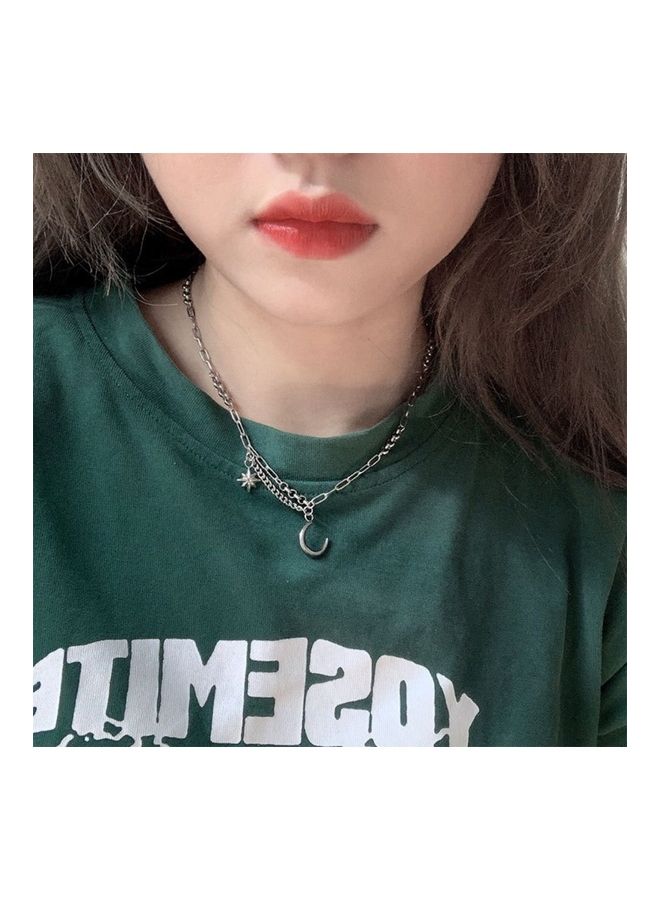 Perfii Rhodium Plated Ziron Studded Pendant Necklace - Image 3