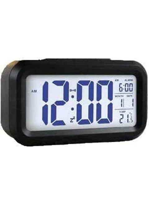 Black Digital Alarm Clock Led Light Control Backlight Time Calendar Thermometer Multicolour
