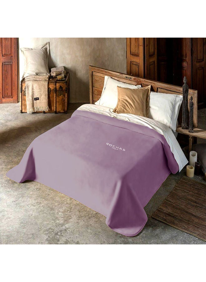 روشاس بطانية عالية الجودة وفائقة النعومة مقاس كينج بوليستر أرجواني فاتح 220x240سم