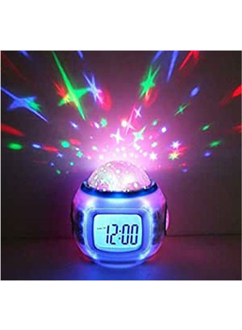 Music Starry Star Sky Projection Alarm Clock Calendar Thermometer With Retail Package Multicolour