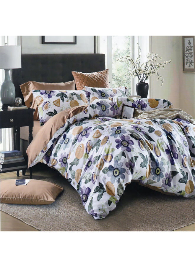 Ferrucci 6-Piece King Size High Quality Comforter Set Cotton White/Orange/Blue 260x240cm - Image 1