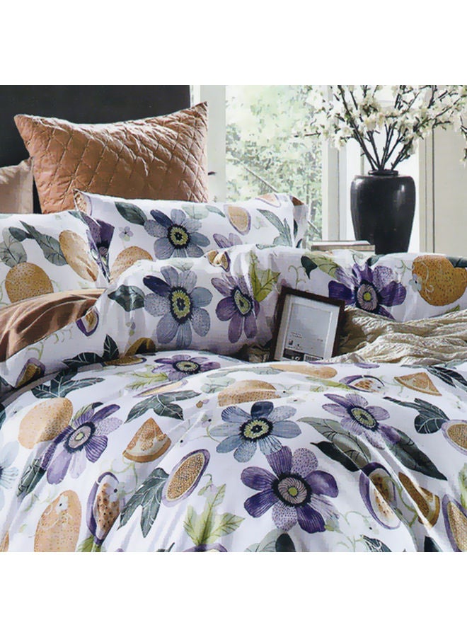 Ferrucci 6-Piece King Size High Quality Comforter Set Cotton White/Orange/Blue 260x240cm - Image 2