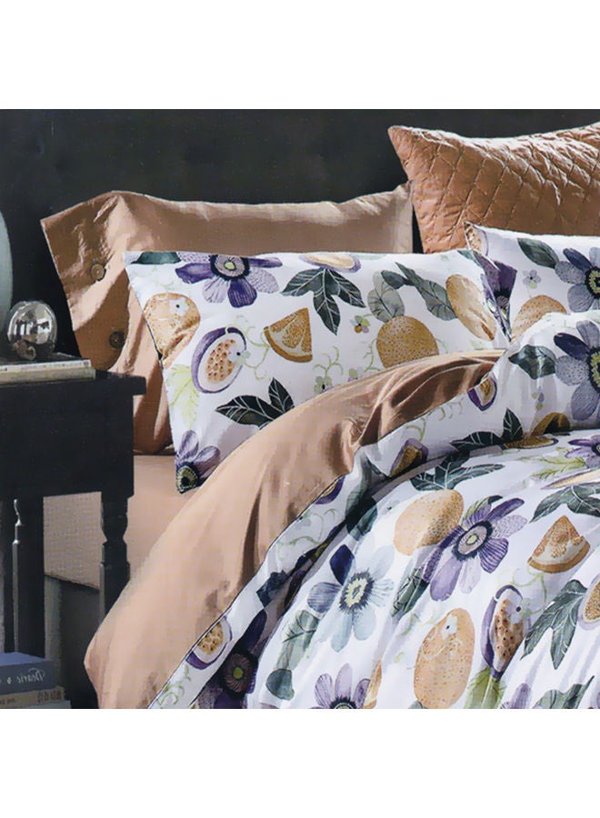 Ferrucci 6-Piece King Size High Quality Comforter Set Cotton White/Orange/Blue 260x240cm - Image 3