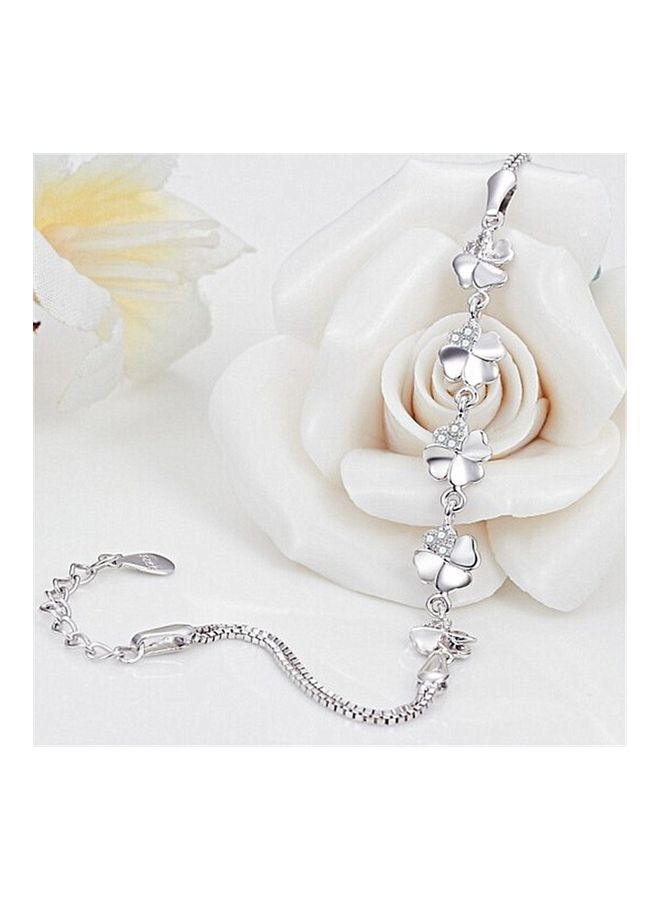 Perfii Rhodium Plated Cubic Ziron Stylish Bracelet - Image 4