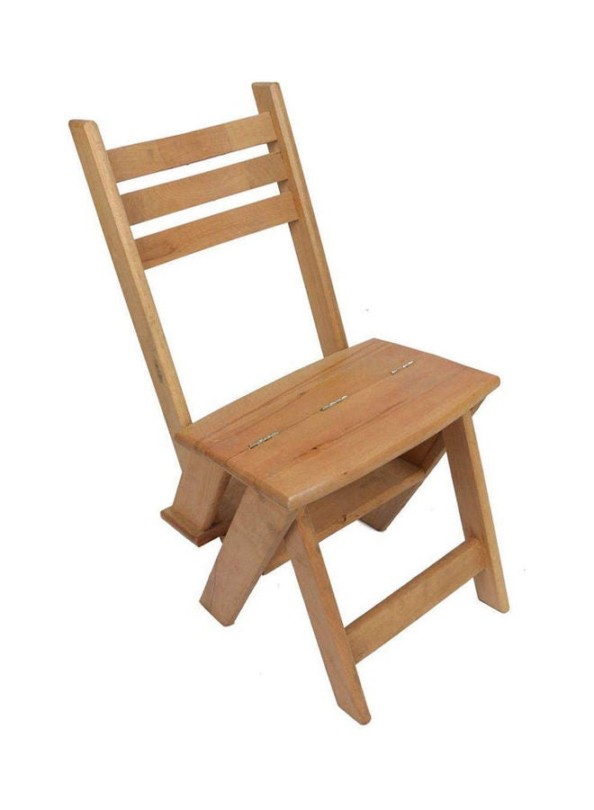 Wood-Empire Beech Wood Convertible Ladder 3 Steps Into A Small Chair Beige 43 x 34 x 22cm - Image 1