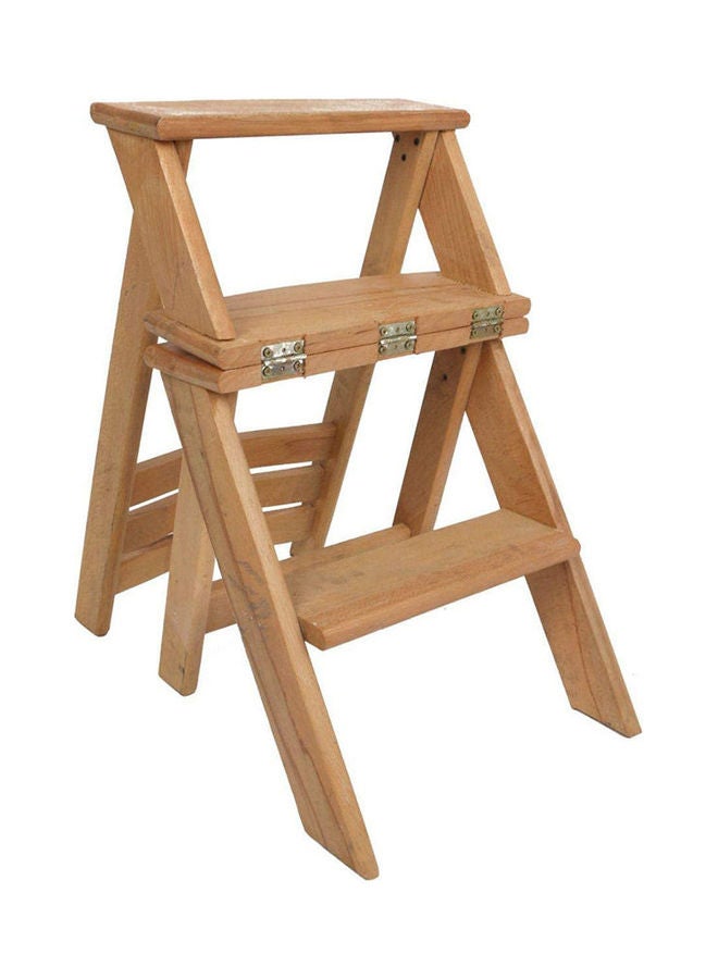 Wood-Empire Beech Wood Convertible Ladder 3 Steps Into A Small Chair Beige 43 x 34 x 22cm - Image 2