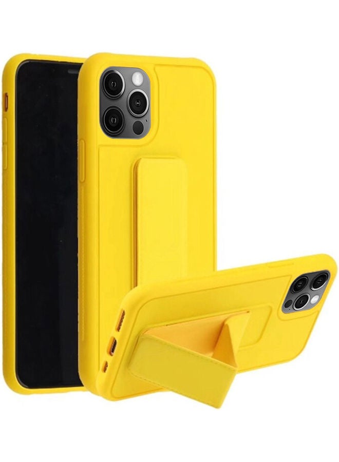 MARGOUN Protective Case Cover with Finger Grip Stand for Apple iPhone 13 Pro Max Yellow - Image 2