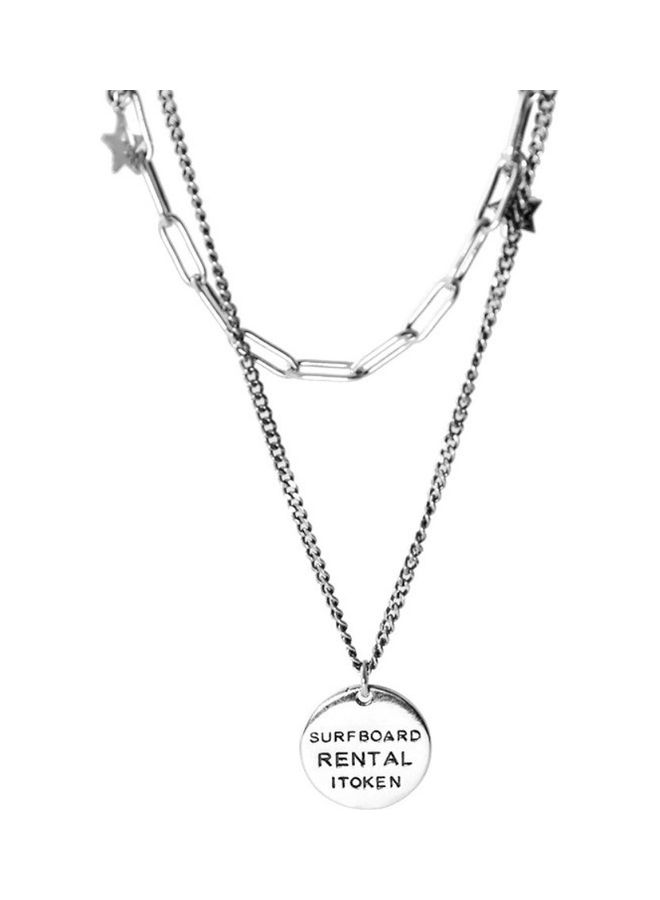 Perfii Rhodium Plated Ziron Studded Pendant Necklace - Image 1