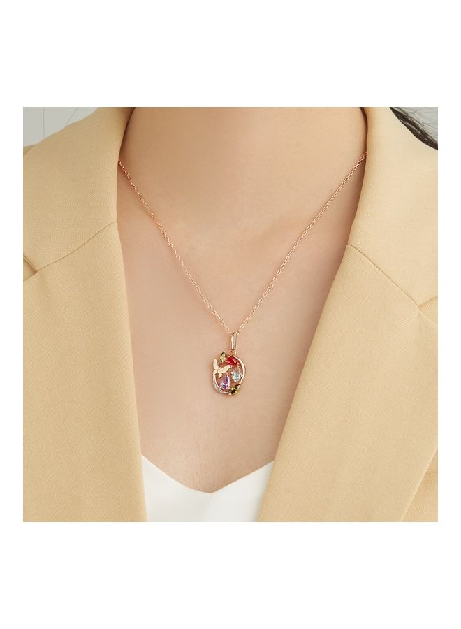 Perfii Rhodium Plated Ziron Studded Pendant Necklace - Image 3