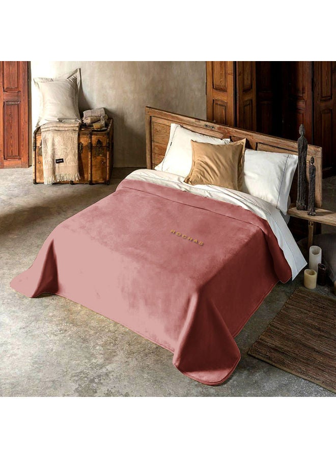 روشاس بطانية عالية الجودة وفائقة النعومة مقاس كينج بوليستر وردي 220x240سم