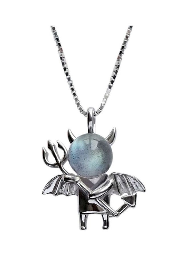 Perfii Rhodium Plated Ziron Studded Pendant Necklace - Image 1