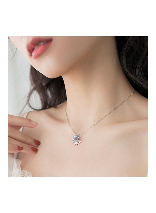 Perfii Rhodium Plated Ziron Studded Pendant Necklace - Image 2