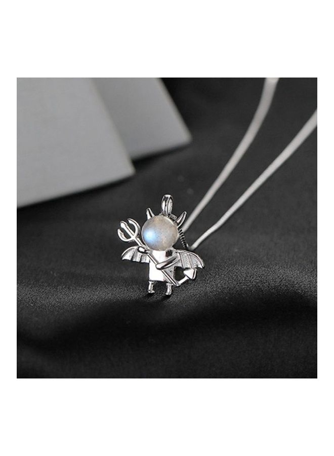 Perfii Rhodium Plated Ziron Studded Pendant Necklace - Image 3