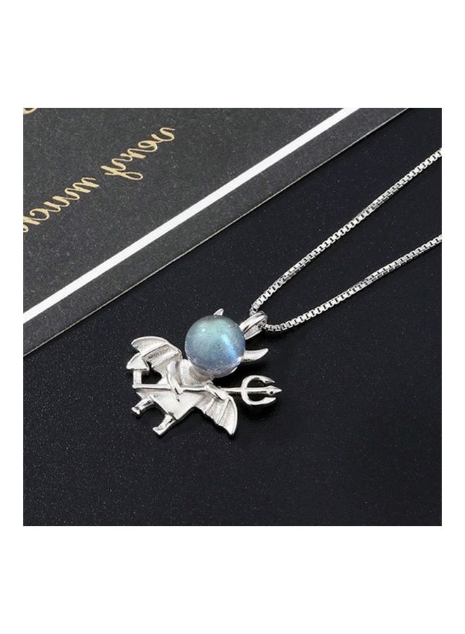 Perfii Rhodium Plated Ziron Studded Pendant Necklace - Image 5