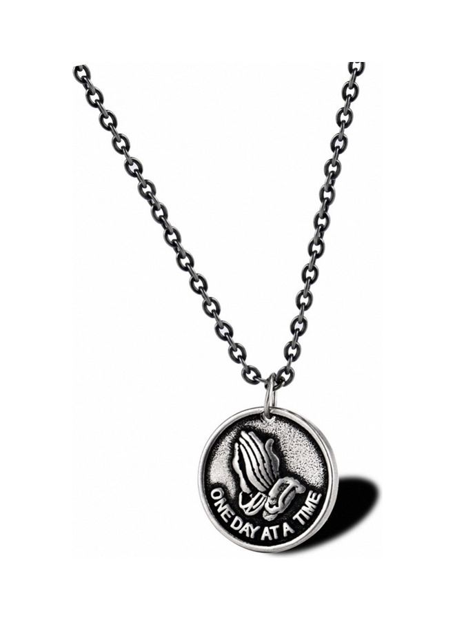 Perfii Rhodium Plated Ziron Studded Pendant Necklace - Image 1