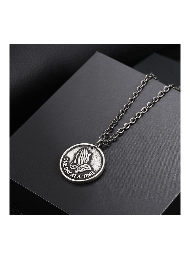 Perfii Rhodium Plated Ziron Studded Pendant Necklace - Image 3