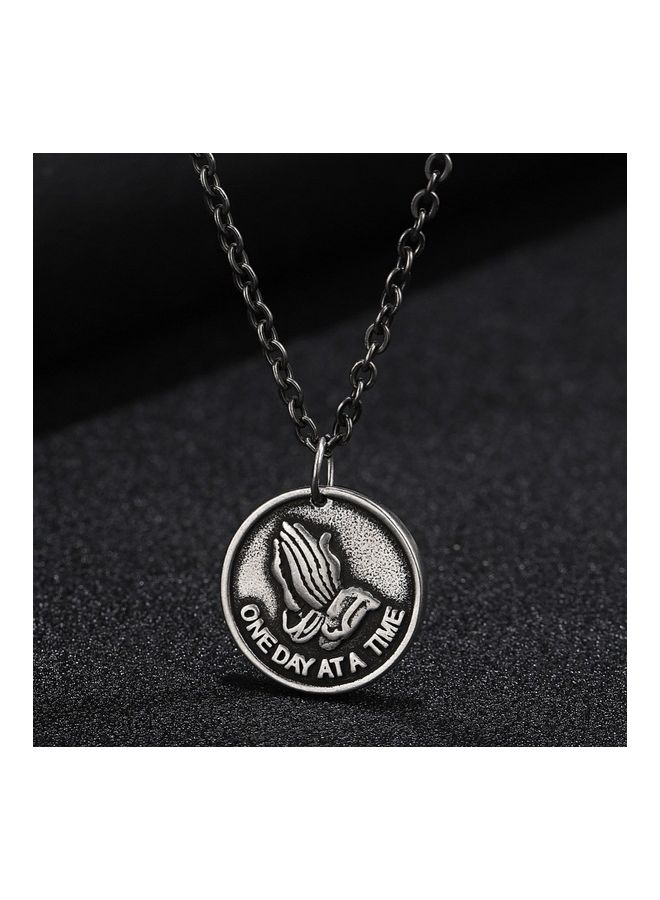 Perfii Rhodium Plated Ziron Studded Pendant Necklace - Image 5