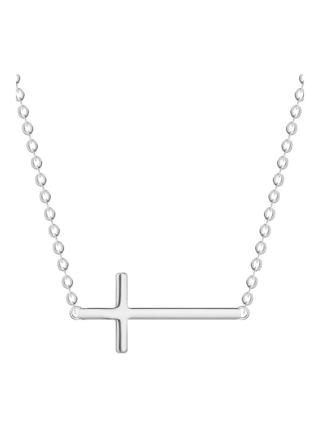 Perfii Rhodium Plated Ziron Studded Pendant Necklace - Image 1