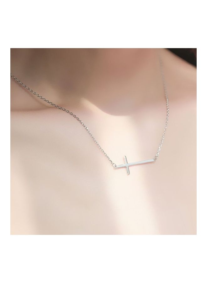 Perfii Rhodium Plated Ziron Studded Pendant Necklace - Image 2