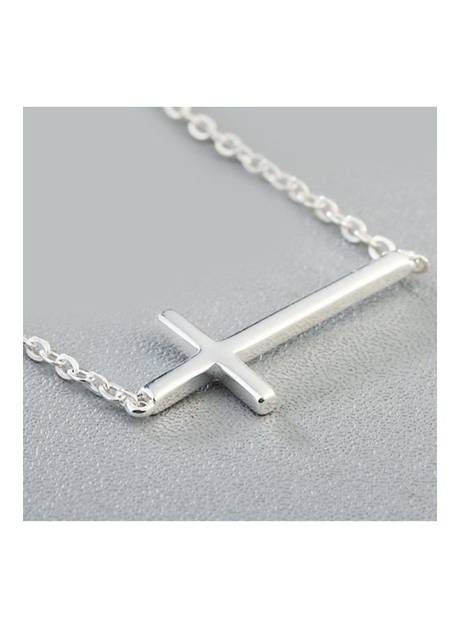 Perfii Rhodium Plated Ziron Studded Pendant Necklace - Image 3