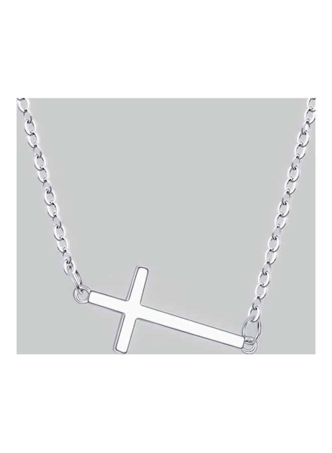 Perfii Rhodium Plated Ziron Studded Pendant Necklace - Image 4