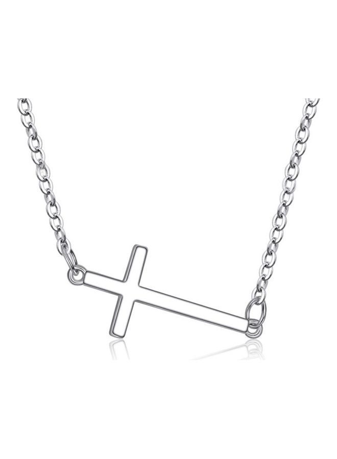Perfii Rhodium Plated Ziron Studded Pendant Necklace - Image 5