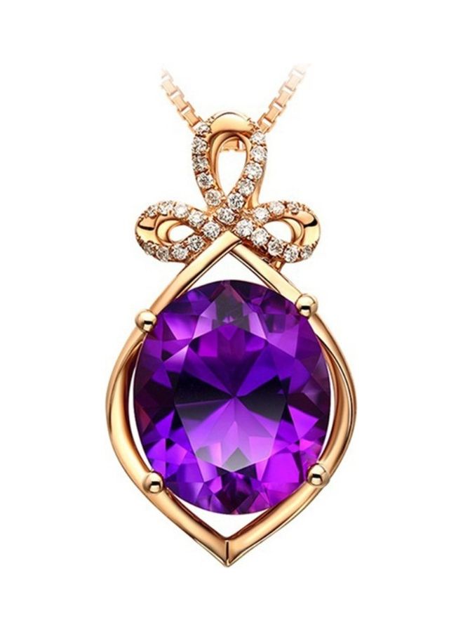 Perfii Rhodium Plated Ziron Studded Pendant Necklace - Image 1