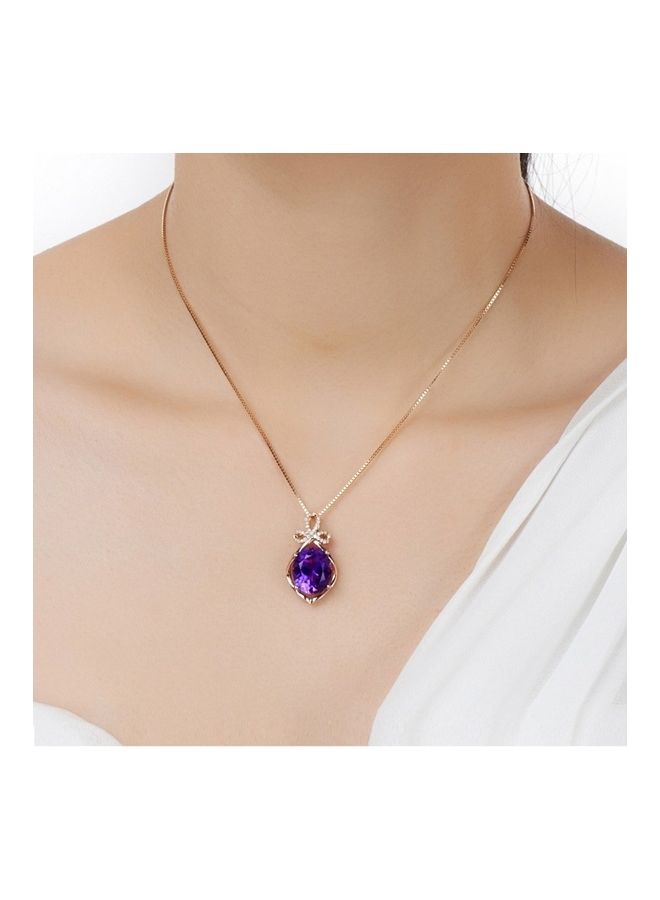 Perfii Rhodium Plated Ziron Studded Pendant Necklace - Image 2