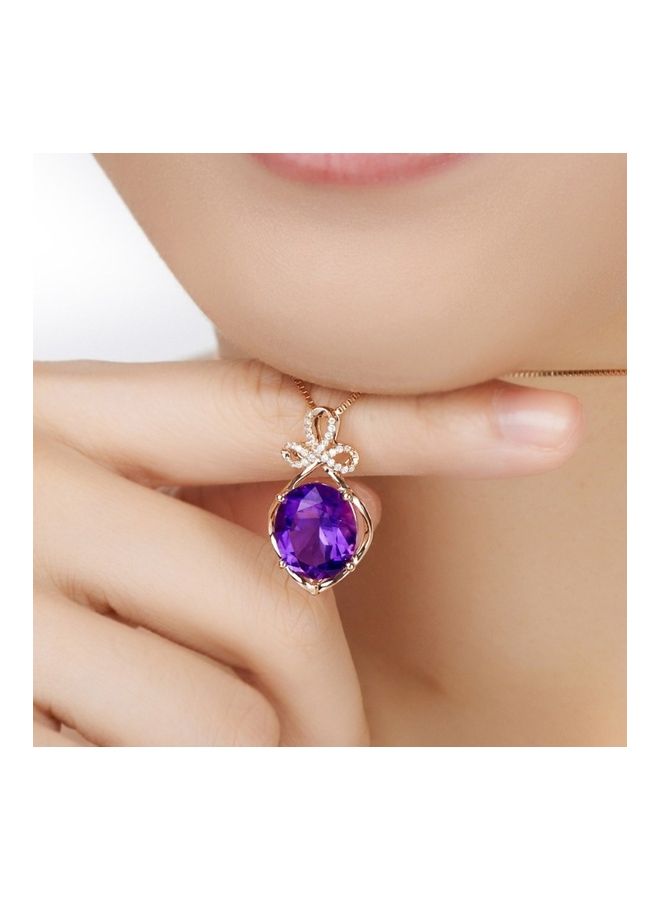 Perfii Rhodium Plated Ziron Studded Pendant Necklace - Image 3