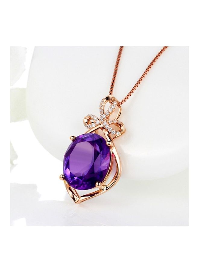 Perfii Rhodium Plated Ziron Studded Pendant Necklace - Image 5