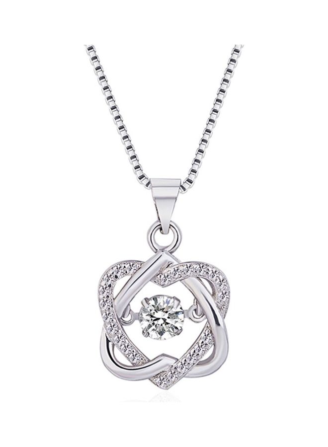 Perfii Rhodium Plated Ziron Studded Pendant Necklace - Image 1