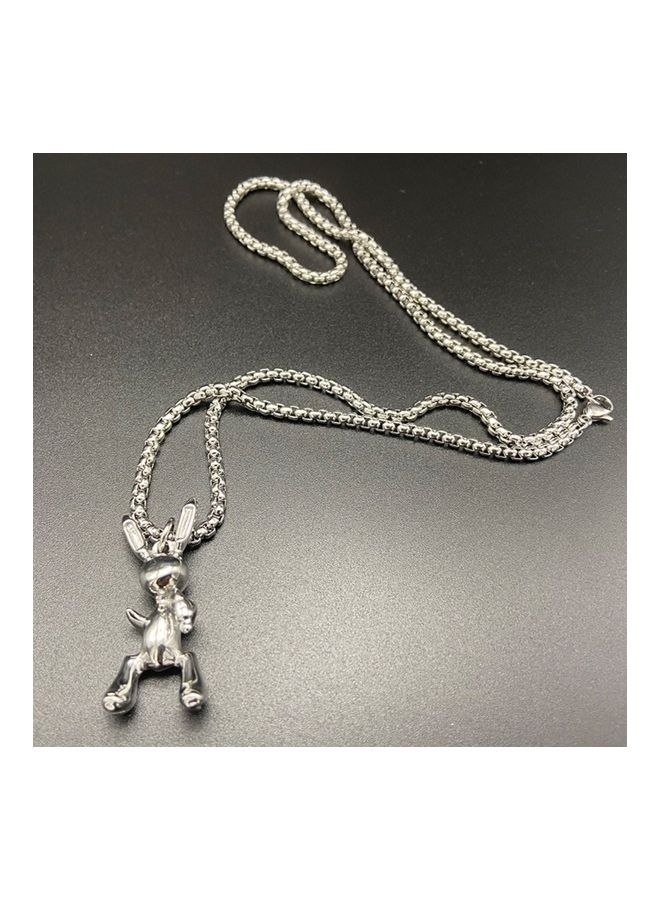 Perfii Rhodium Plated Ziron Studded Pendant Necklace - Image 4